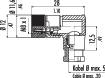 Cross-sectional drawing of an L-shaped hydraulic coupling with dimensional specifications.