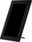 Black, empty digital photo frame, vertically positioned on a stand.