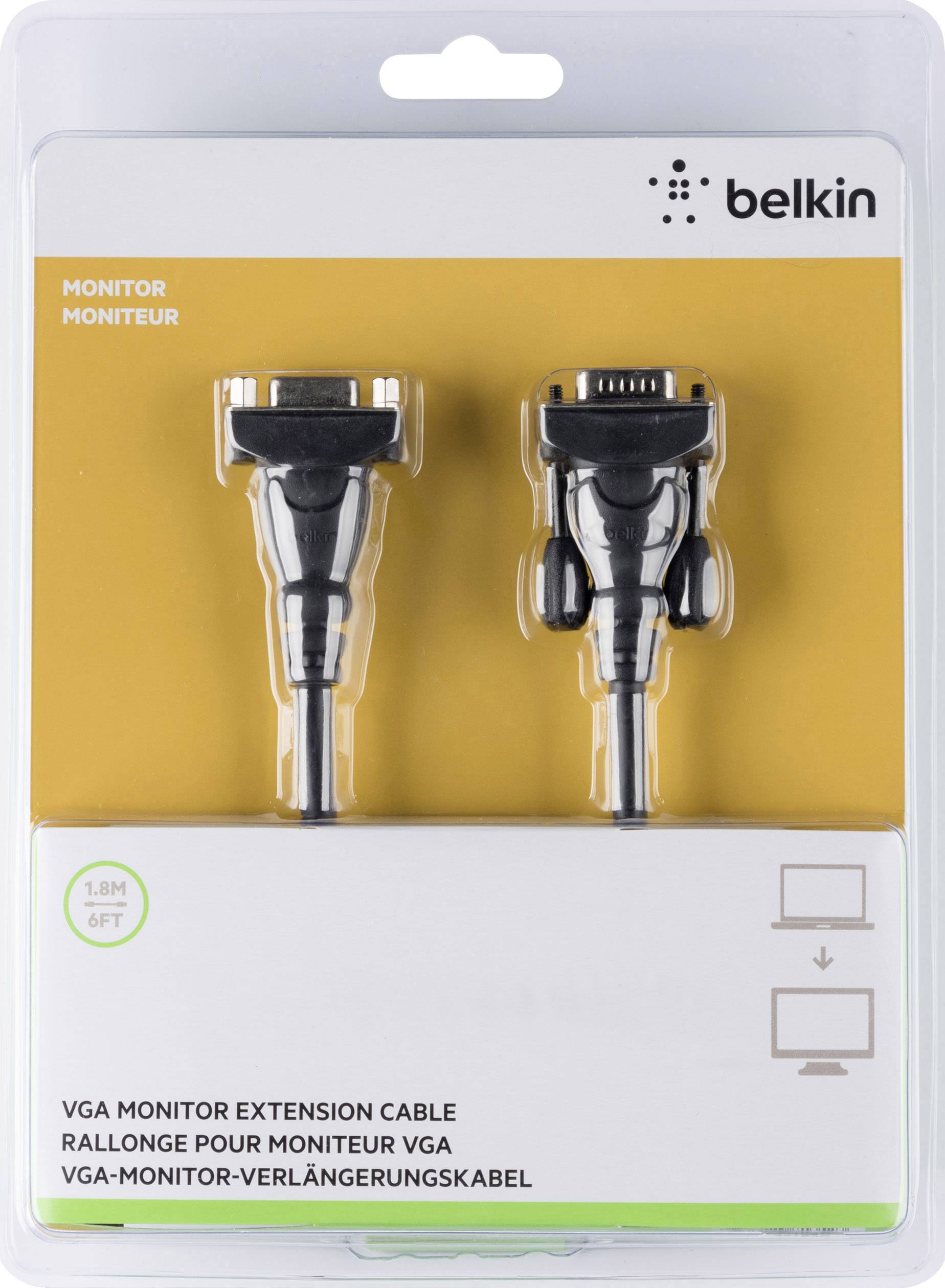 NW Belkin F2n025 06 T C428 HDDB 15M a HDDB 15F VGA Monitor Cable de extensión 6 pies 