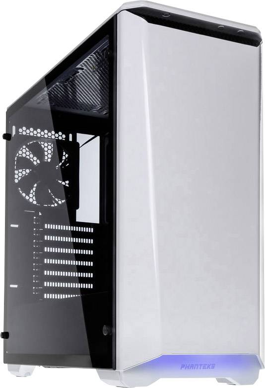 Phanteks P400S Midi tower PC casing White 2 built-in fans, Suitable for AIO water coolers, Insulated, Window, Dust filter, Tool-free HDD bracket