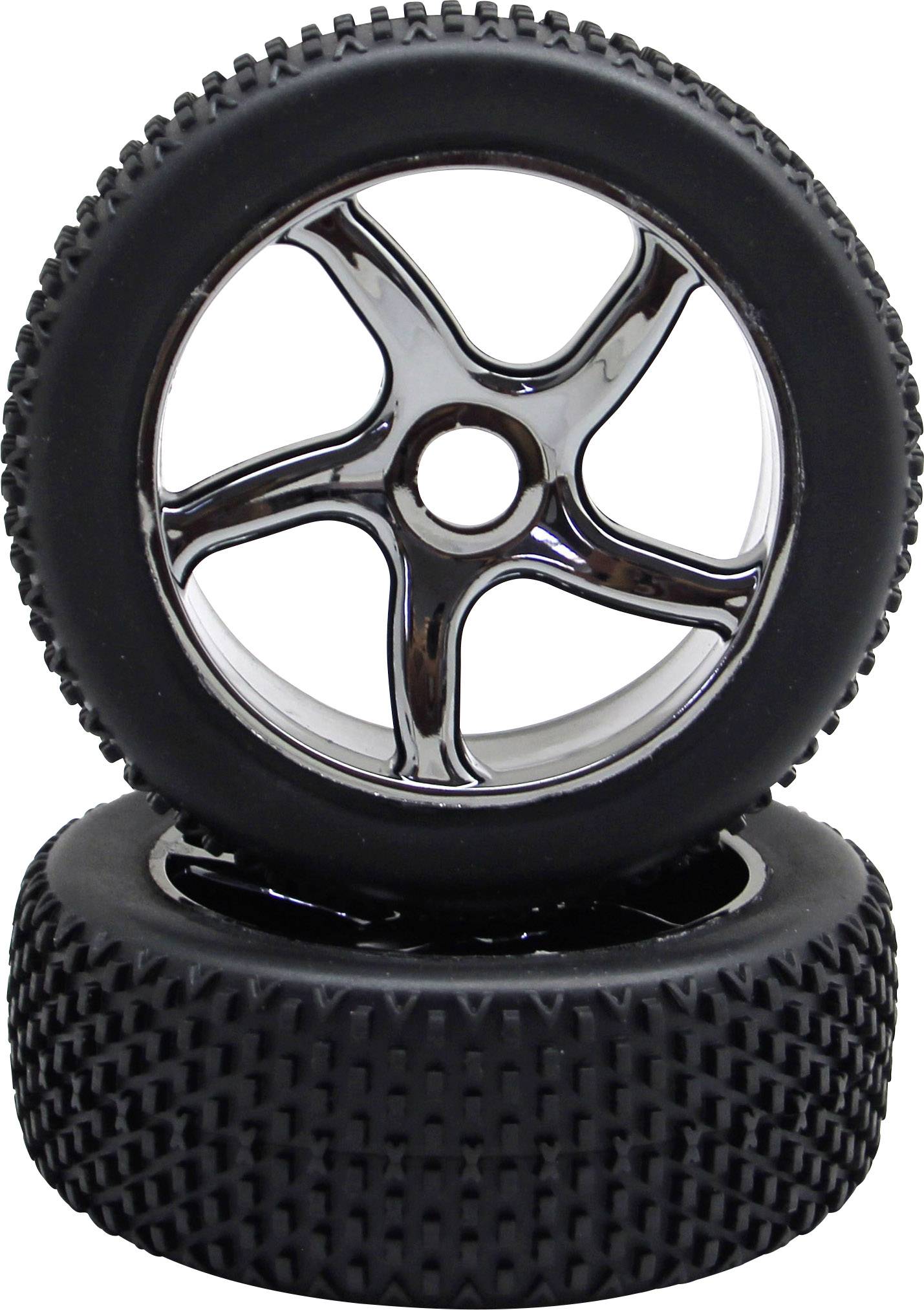 Image of Reely 1:8 Buggy Complete wheels Multipin 5-spoke Titanium 2 pc(s)