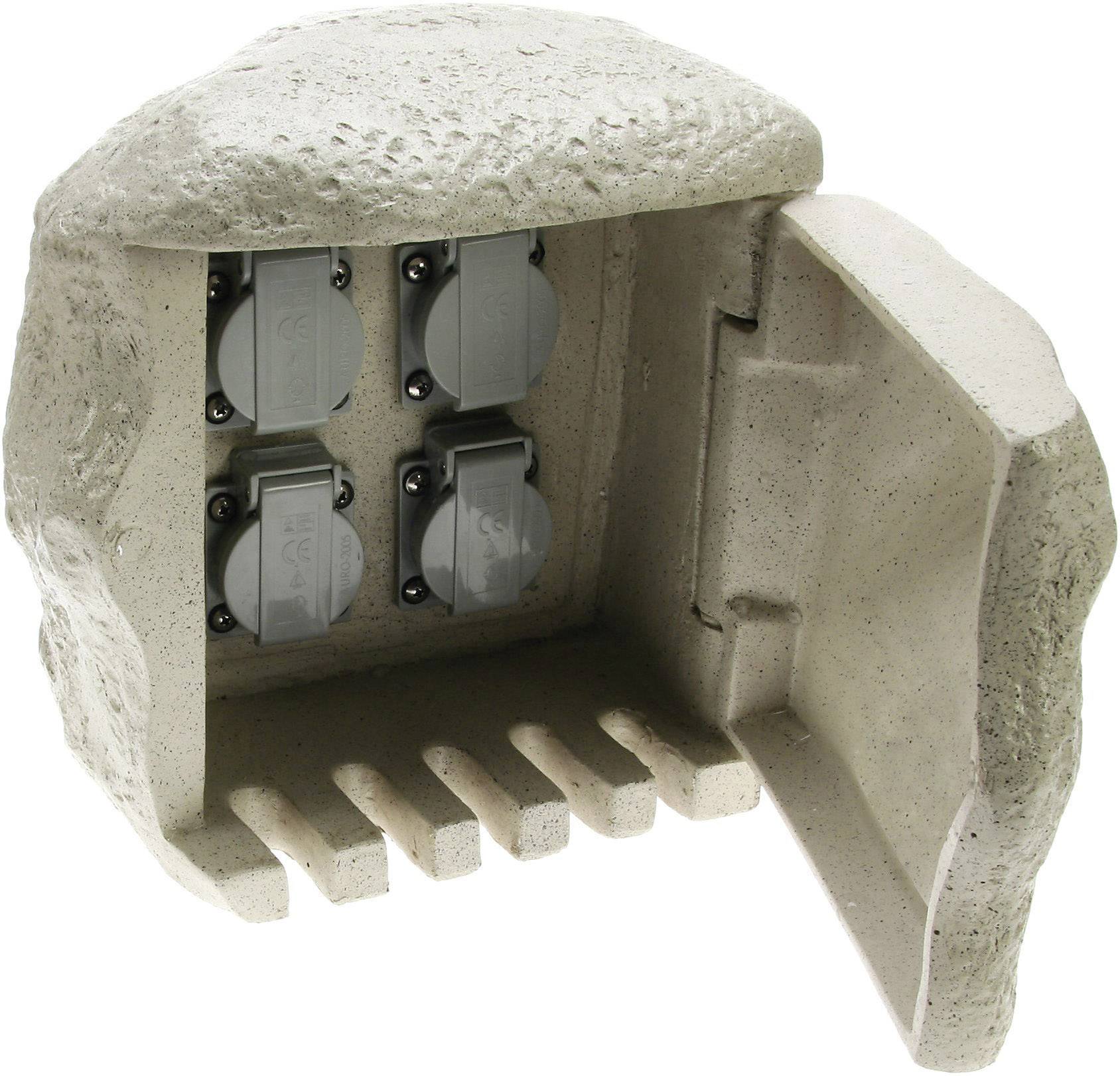 Heitronic 36314 Weatherproof power strip Granite grey (matt) Stone look
