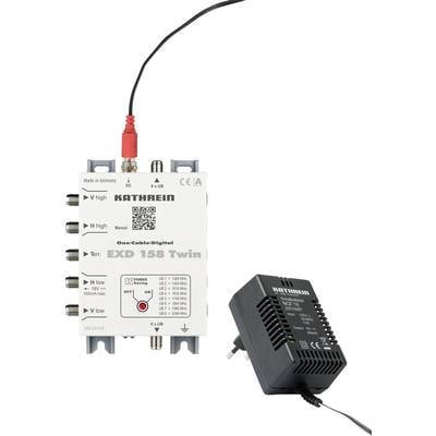 'KATHREIN EXD 158 Twin' Signal Converter with Cable Connection and Power Supply. Supports Digital Satellite Distribution with Single Cable System.
