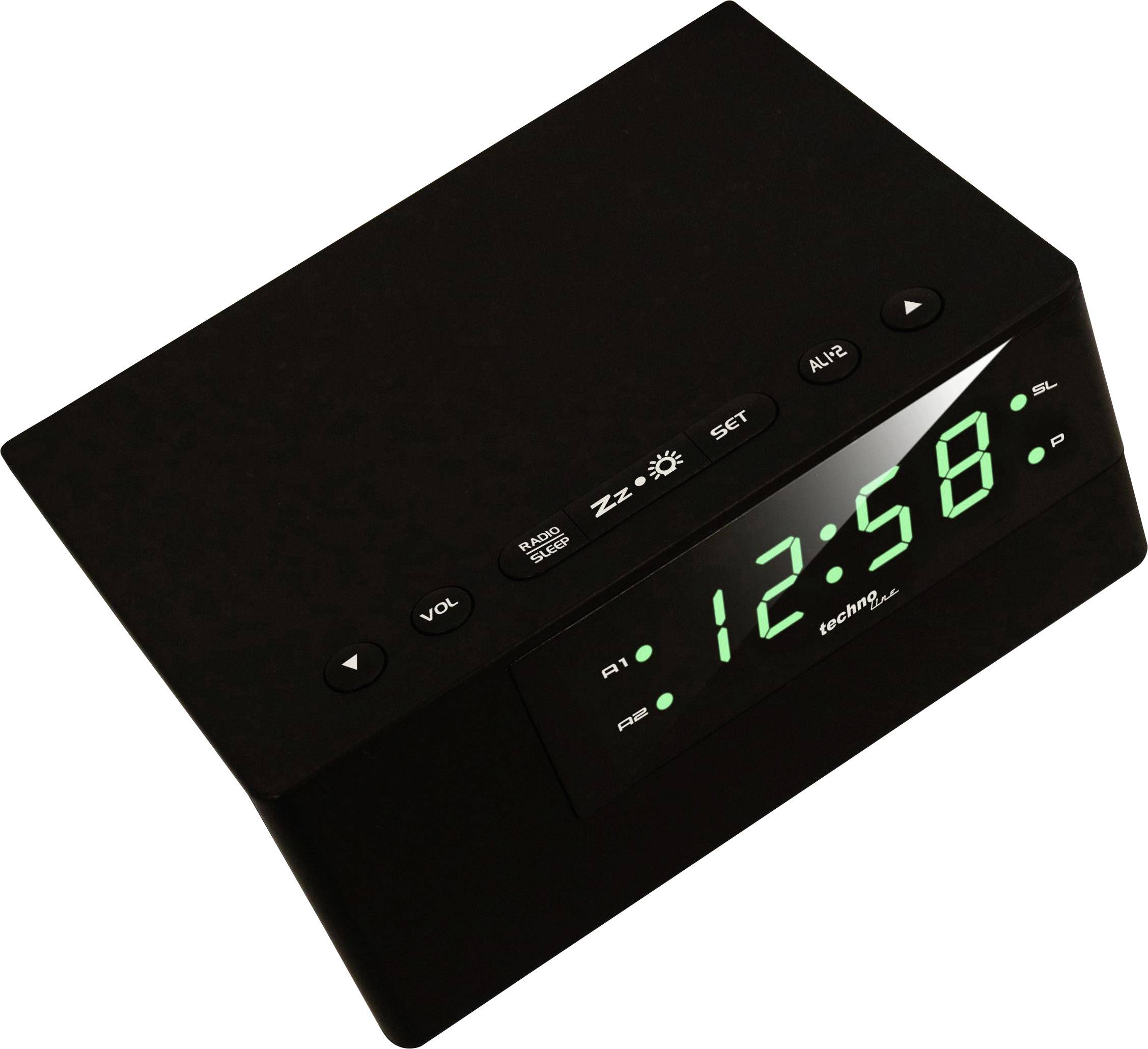 Techno Line WT 488 Quartz Alarm clock Black Alarm times 2 2 time