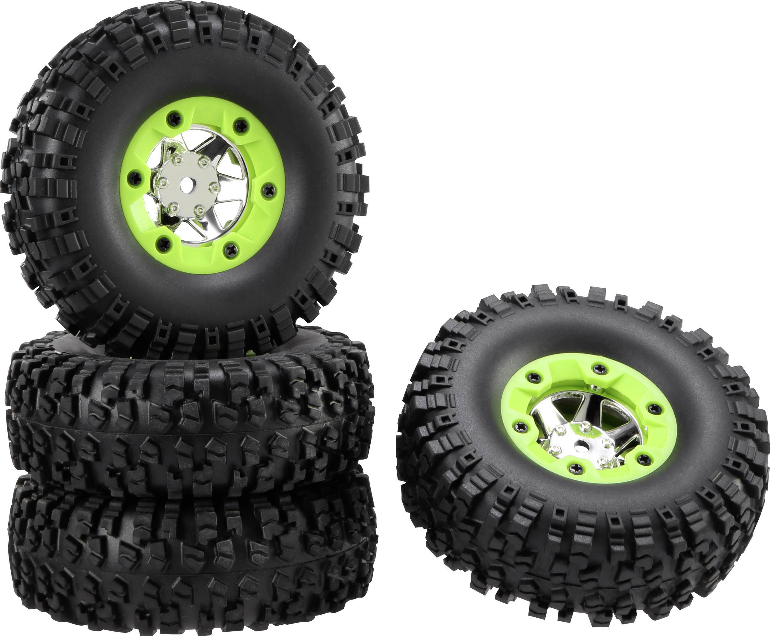 Reely 1:10 XS Buggy Complete wheels Block Tread 6-spoke Silver 4 pc(s)