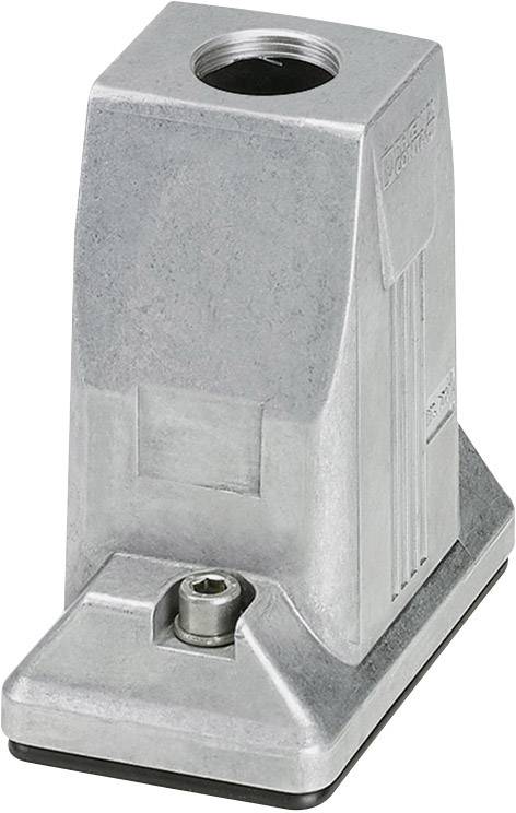 A metallic electrical connector housing adapter in a rectangular shape, with a threaded opening at the top and a sturdy base at the bottom.
