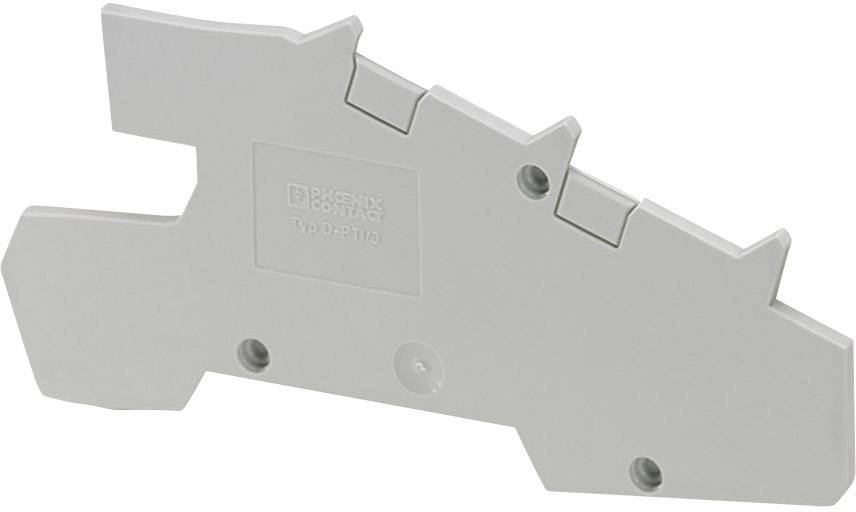 Grey plastic cover of an electrical connection with an irregular shape and three visible screw holes.