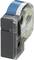 'Label roll by Phoenix Contact' with blue, self-adhesive label tape in a plastic housing.