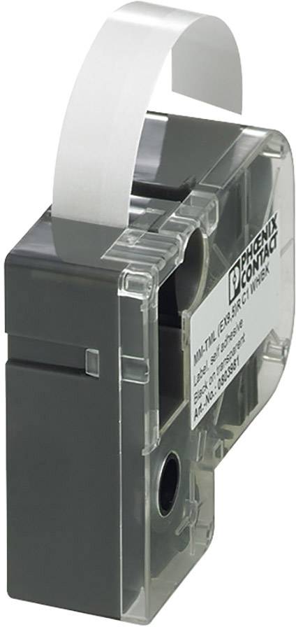 A transparent fuse holder by Phoenix Contact with inserted fuse, suitable for DIN rail mounting.