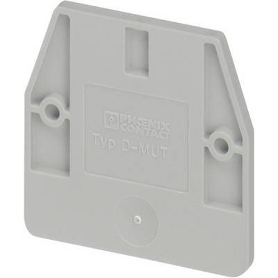 A grey plastic cover with the inscription 'PHOENIX CONTACT Type D-MUT'. It has two round holes for mounting.