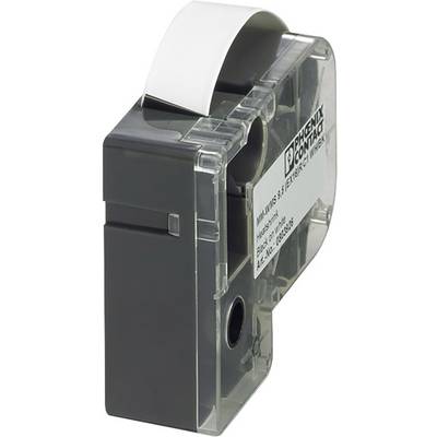 Label printer cartridge with a black plastic housing and transparent cover, suitable for industrial labelling equipment.