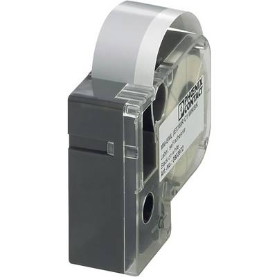 A transparent casing with a grey label bearing the text 'Phoenix Contact' forms a label roll.