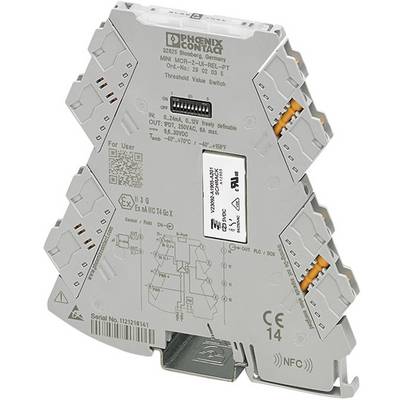 Automation component by Phoenix Contact, Model MCR-2, displays various connections and technical details on the front panel.