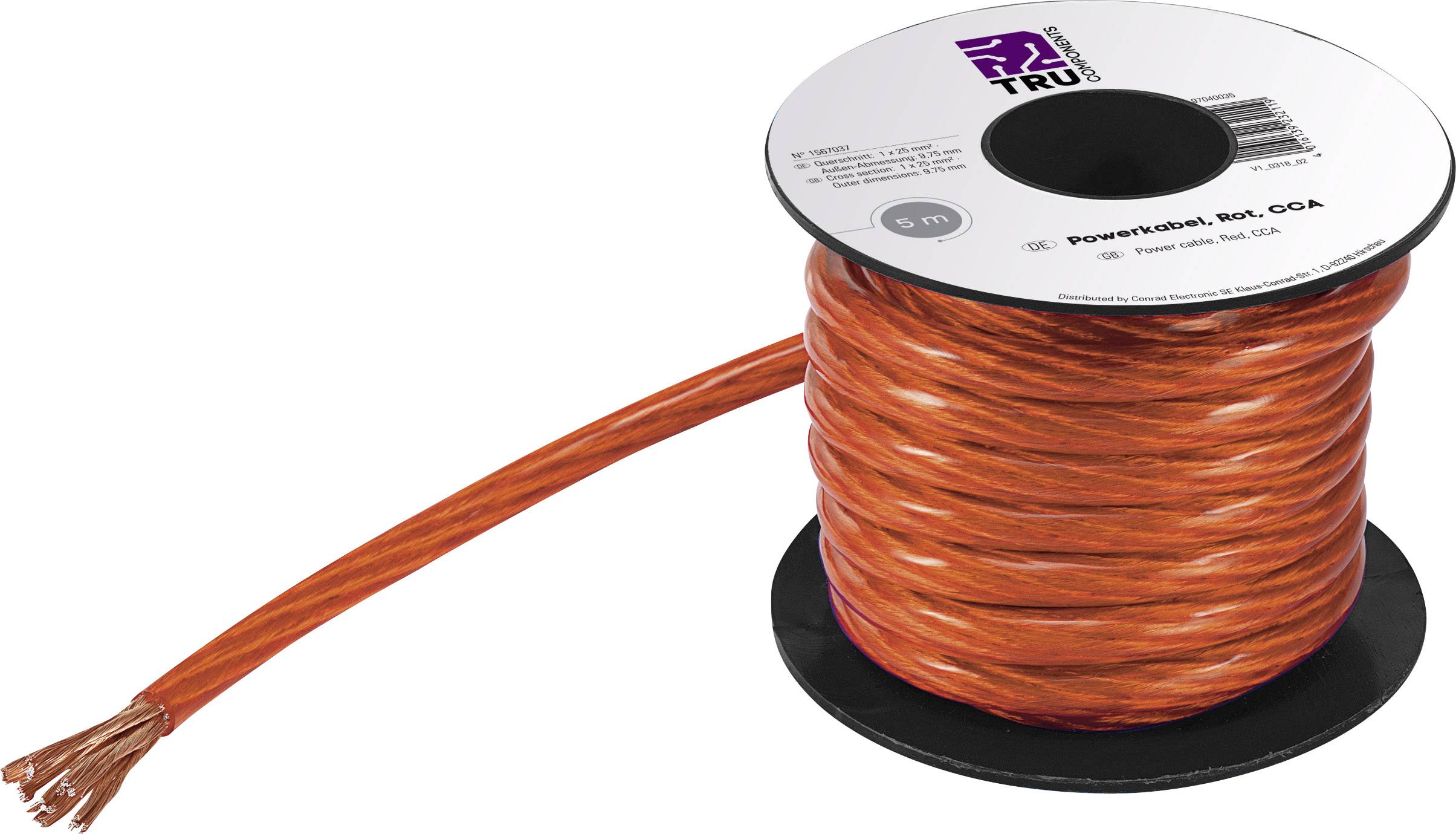 TRU COMPONENTS 1567037 Earth cable 1 x 25 mm² Red 5 m