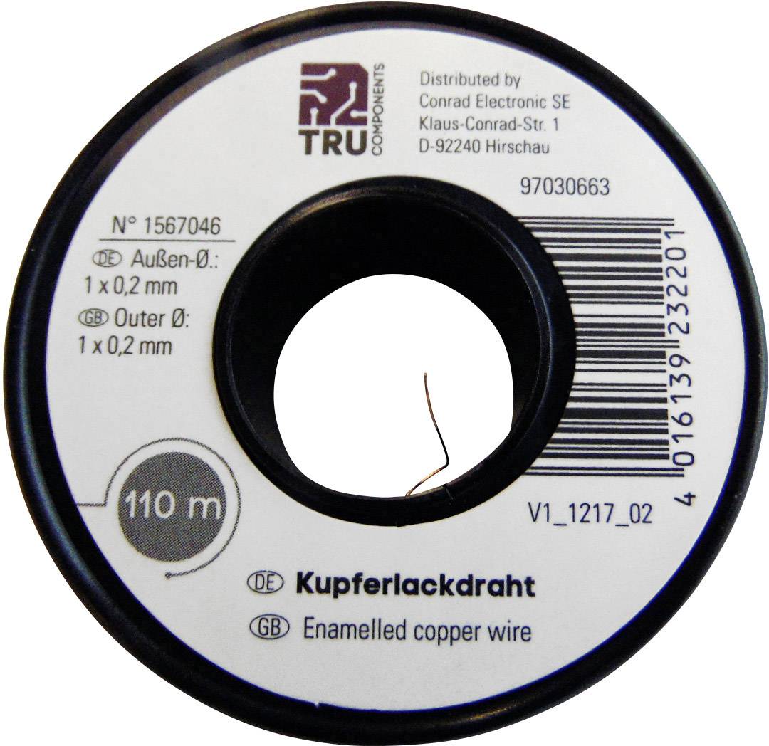TRU COMPONENTS Enamel-coated copper wire Outside diameter (incl. coating)=0.20 mm 110 m