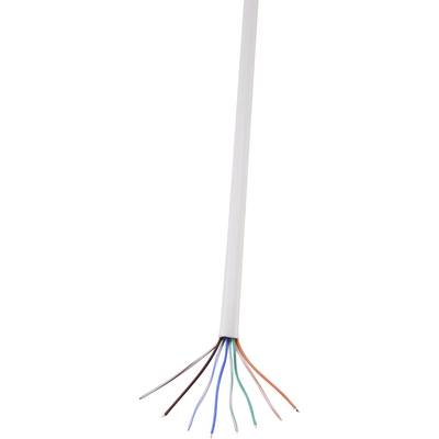 An unshielded, twisted pair LAN cable with eight coloured, exposed conductors at the end, suitable for network installations.