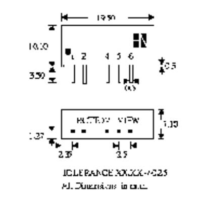 'Electronic Component Diagram with Dimensions in Millimetres.'