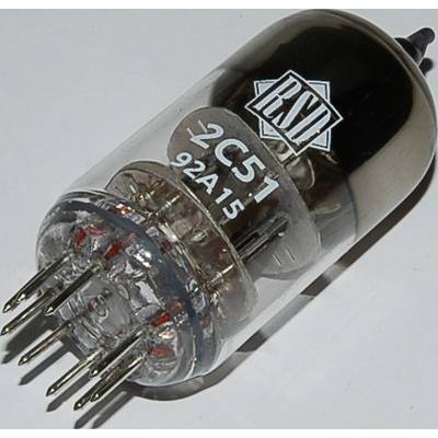  2 C 51 = 6 N 3 Vacuum tube  Double triode 130 V 7.6 mA Number of pins (num): 9 Base: Noval Content 1 pc(s) 