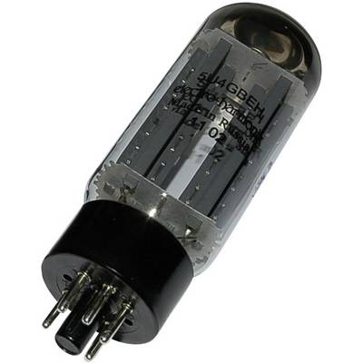 Electron valve with multiple connection pins, used in vintage radios and amplifiers.<br><br>Wait, let me rephrase that in more natural British English:<br><br>Thermionic valve with multiple connection pins, used in vintage radios and amplifiers.