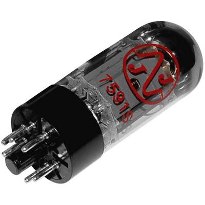 A JJ 7591S electron tube with a glass enclosure and metal contacts, typical for amplification circuits in audio systems.