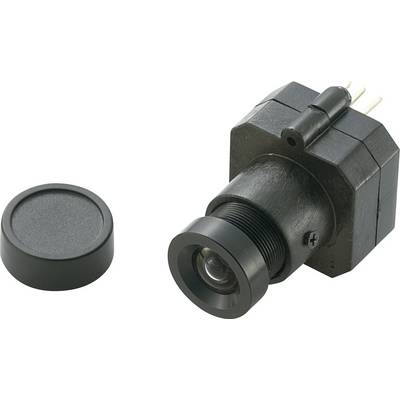 A black camera lens module with a removable cover, suitable for integration into surveillance or security systems.