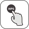 The image shows a hand pressing a button marked 'WPS'.