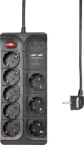 Renkforce 1574788 Surge protection power strip 1-piece Black  1 pc(s)