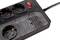 Multiway socket with four plug sockets and two USB ports. A switch with a red light indicates the operational status.