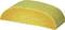 A halved piece of yellow bread with a soft, fine crumb and smooth crust on the top surface.