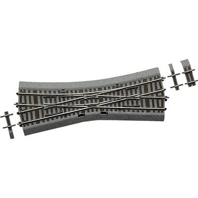 Track section for model railway with two intersecting railway lines, enabling the crossover of train directions.