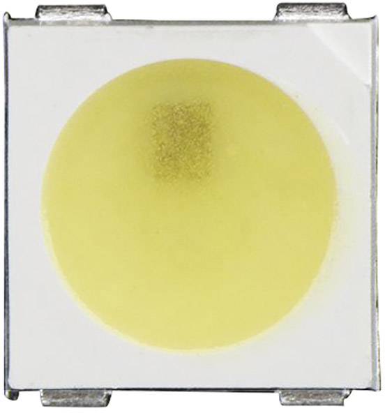 A square electronic component with a yellow, round surface in the centre. Possibly an LED.