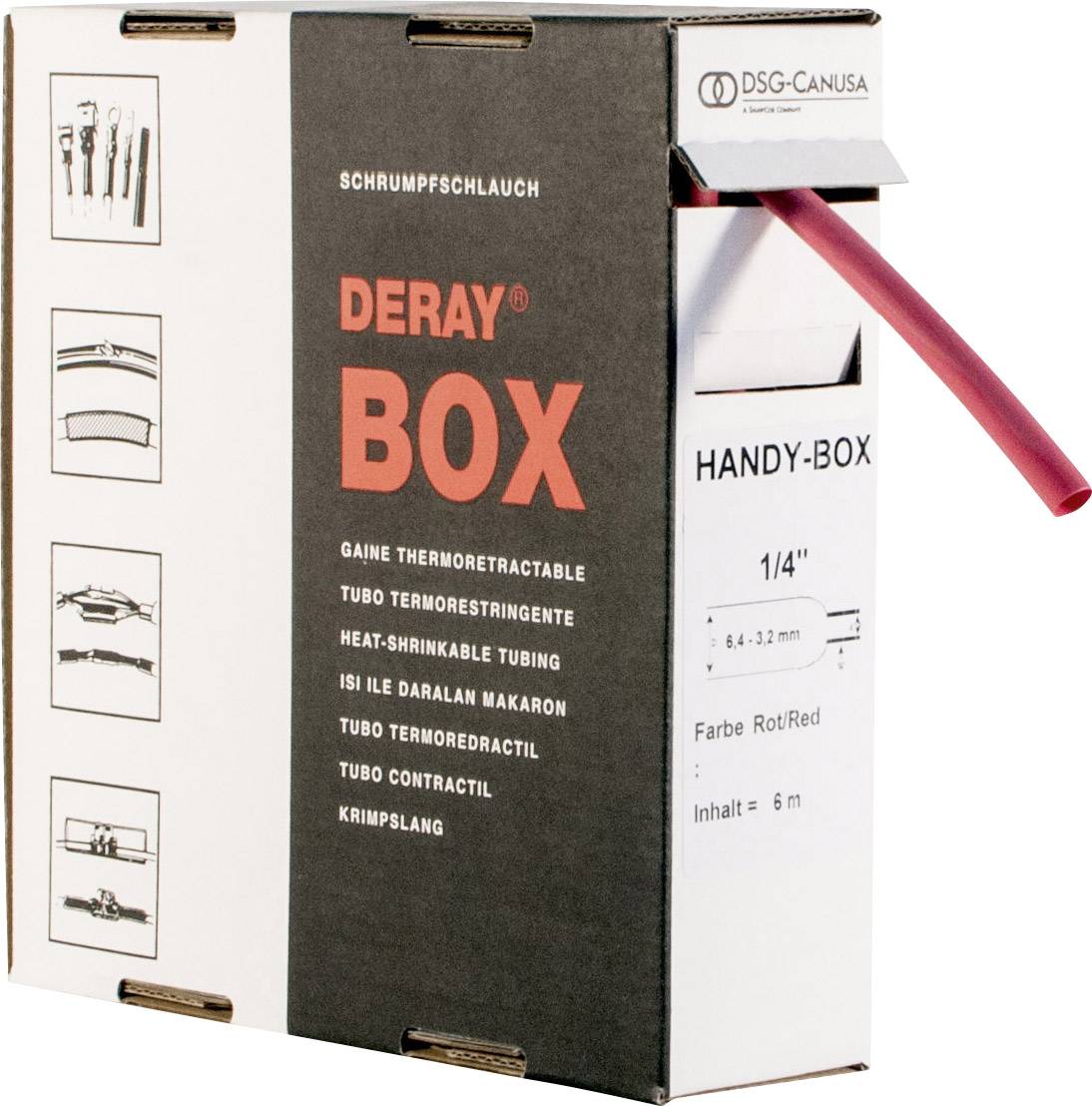 DSG Canusa 8610032302 Heatshrink w/o adhesive Red 3.20 mm 1.60 mm Shrinkage:2:1 10 m