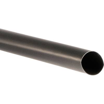 A long, black metal pipe with a smooth surface, running diagonally from left to right.