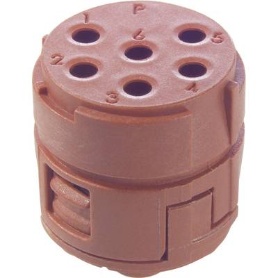 Red connector with seven numbered holes, used for electrical connections in various applications.
