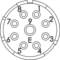 A diagram of an eight-pin valve base with a central opening marked 'E'. Connections are numbered 1 to 8.