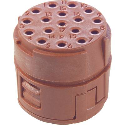 Red plastic adaptor plug with numbered holes and side notches for electrical connection.