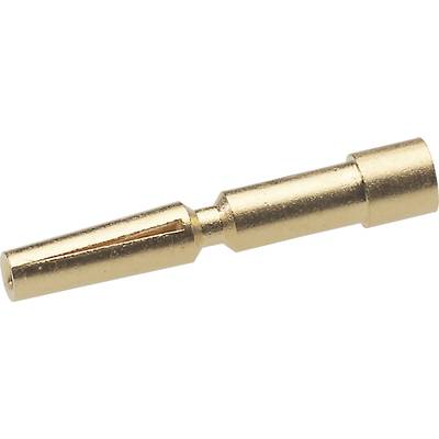 A metal pin with rounded ends and a narrow groove in the middle, most likely an electrical contact pin.