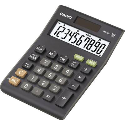 Casio MS-10B  Desk calculator Black Display (digits): 10 solar-powered, battery-powered (W x H x D) 103 x 29 x 147 mm