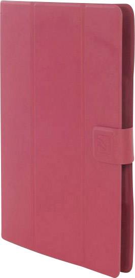 A red tablet case with a flip cover.