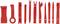 A set of 12 red plastic dismantling tools in various shapes and sizes, for removing trim parts.