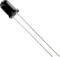 Black LED diode with two metal connectors on a white background.