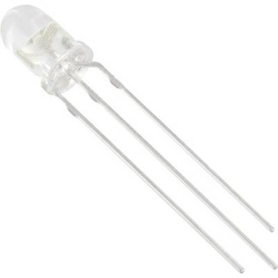 A transparent, three-legged LED with a clear plastic casing, typically used for electronic applications.