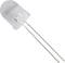 A transparent LED with two protruding metal contacts.