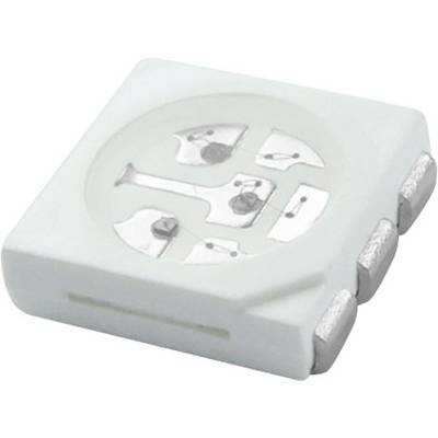 'White, square light-emitting diode (LED) with four silver connections. It displays the internal circuit and is suitable for electronic projects.'
