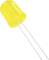 Yellow LED with two long, thin leads designed for use in electronic circuits.