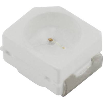 White SMD LED with square form and metallic connections. Ideal for electronic applications.