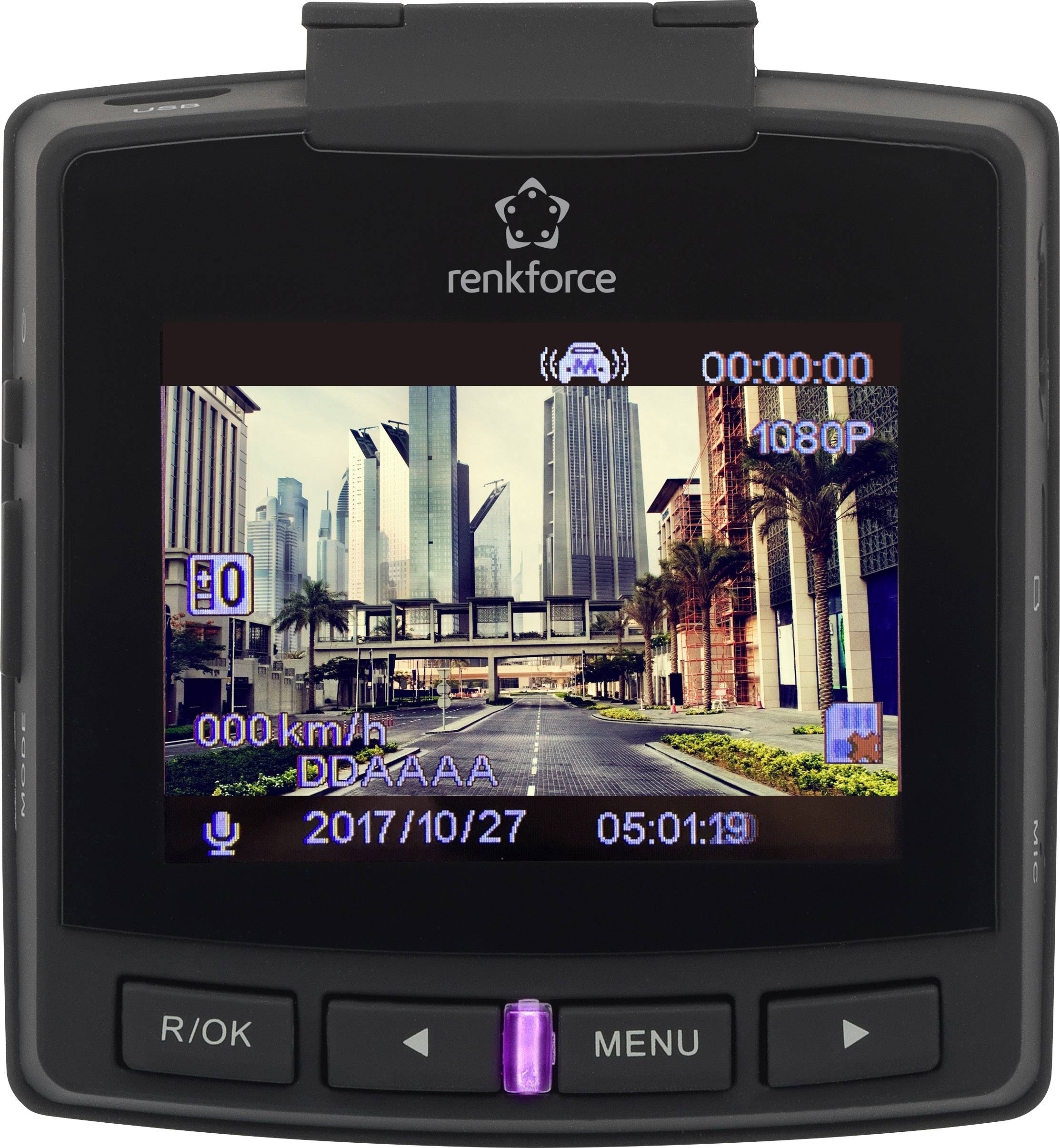 Renkforce RF-DC-1G Dashcam with GPS Horizontal viewing angle (max.)=152 ° 12 V, 5 V DC Display, Battery, Microphone-4