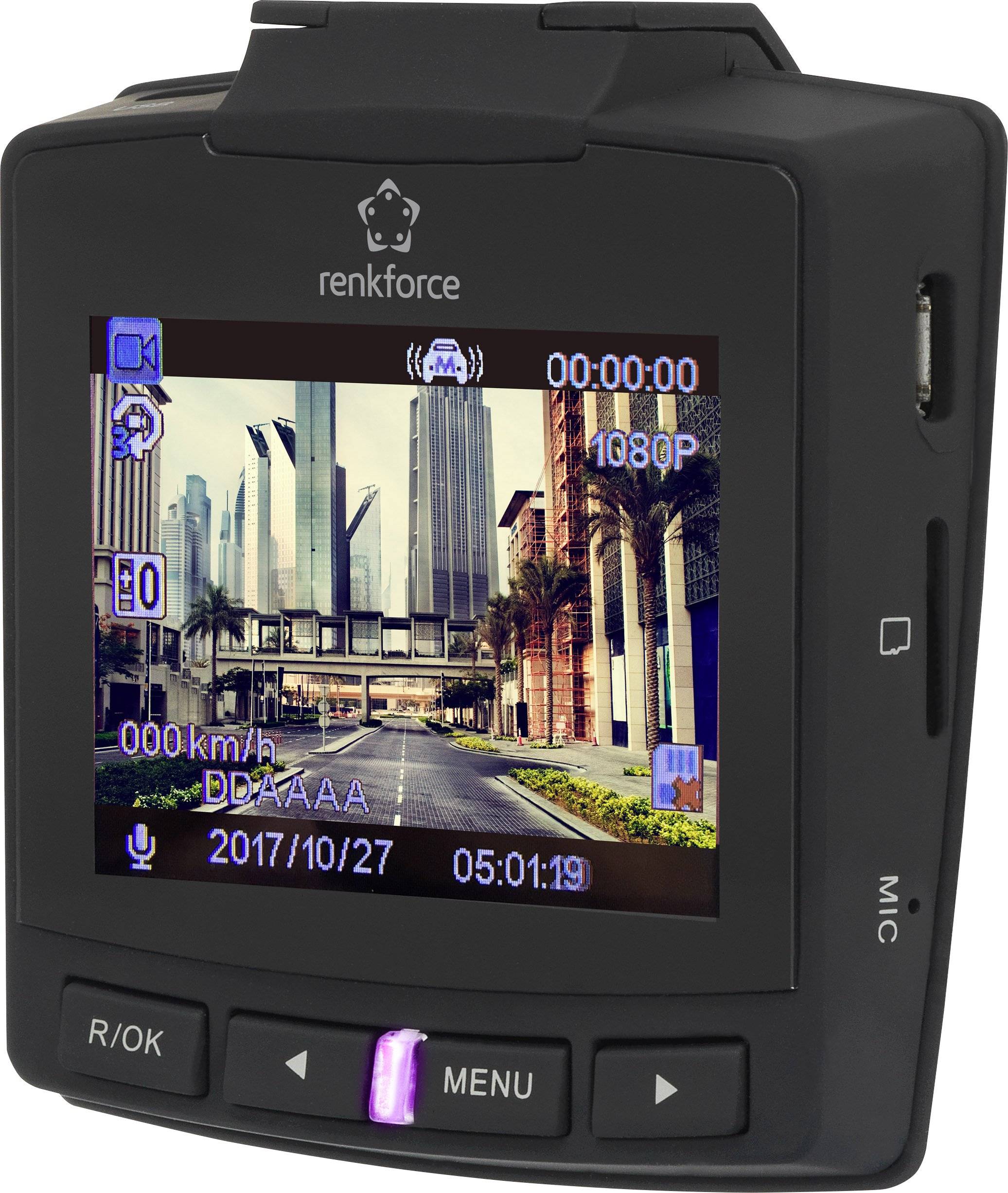 Renkforce RF-DC-1G Dashcam with GPS Horizontal viewing angle (max.)=152 ° 12 V, 5 V DC Display, Battery, Microphone-6