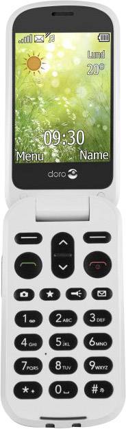 doro 6050 Big button flip top mobile phone Charging station, Panic button Graphite, White-3