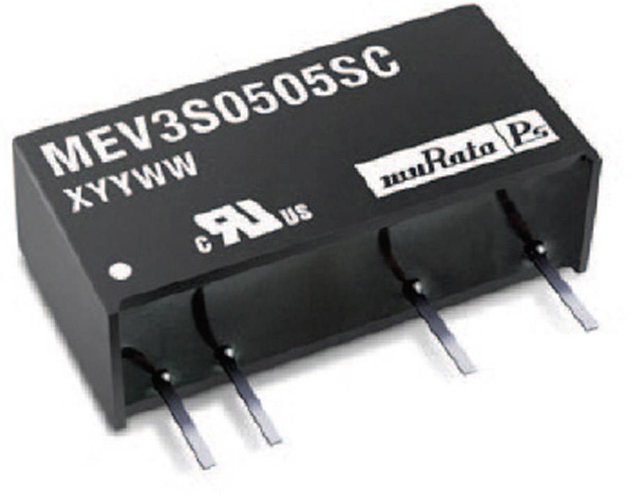 Black electrical component with the inscription 'MEV3S0505SC', 'XYYWW', brand logo and multiple metal connections on the underside.